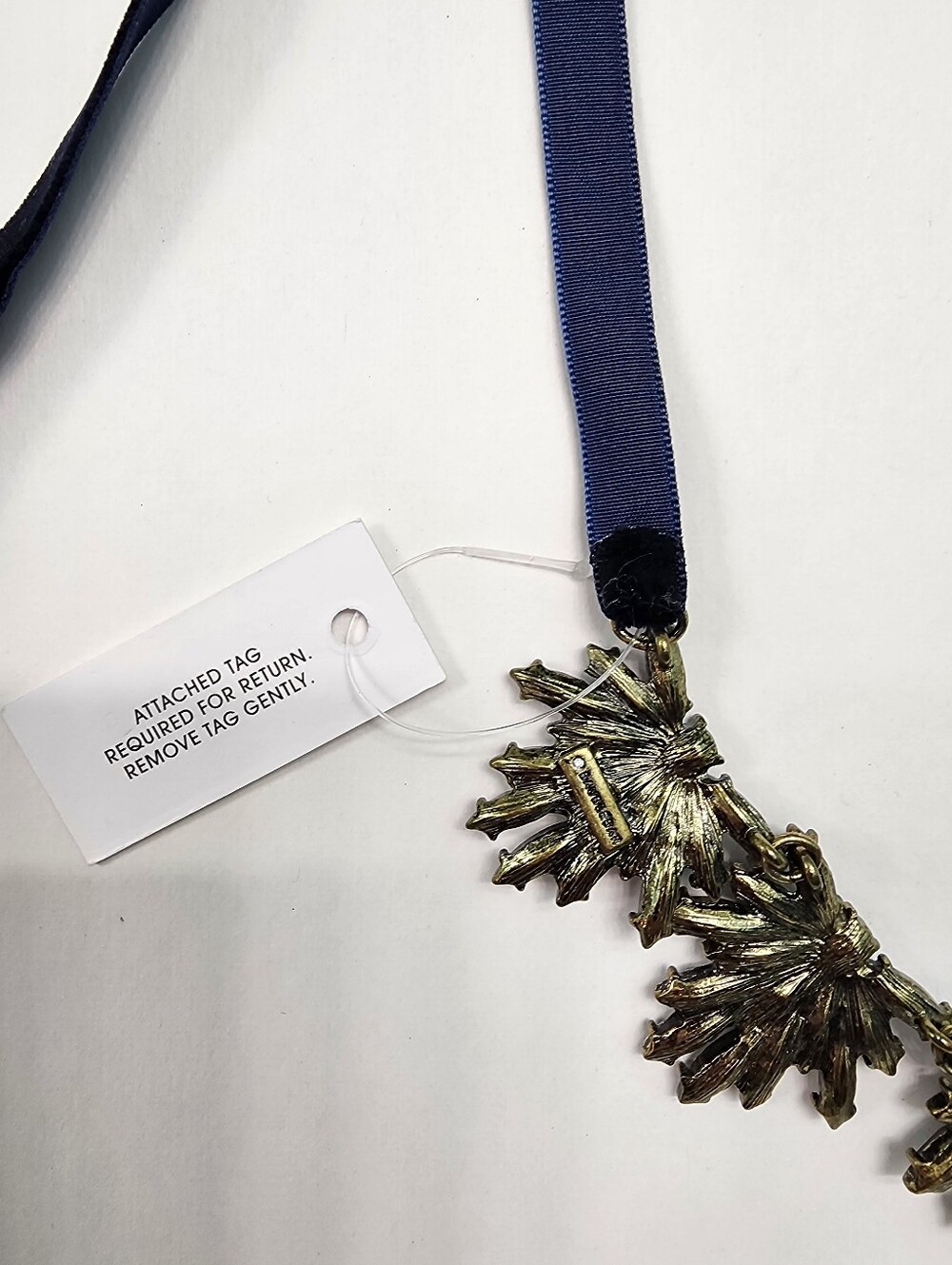 NEW! BaubleBar Smoky-Grey and Deep Navy Blue Crystal Ribbon Necklace - Picture 5 of 5